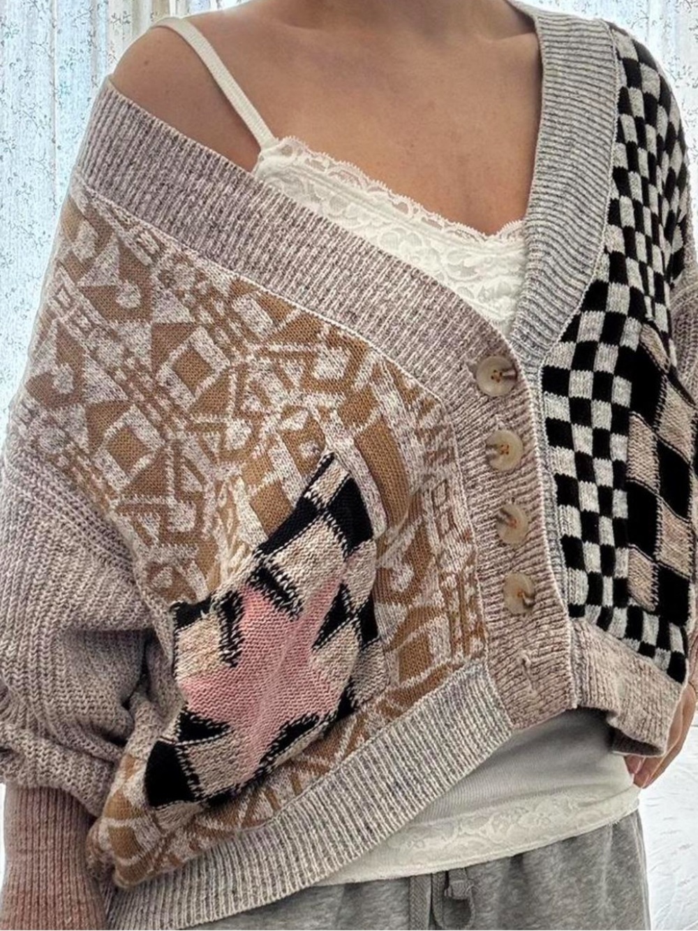 Pilcro Mixed-Pattern Cardigan - Picture 2 of 5